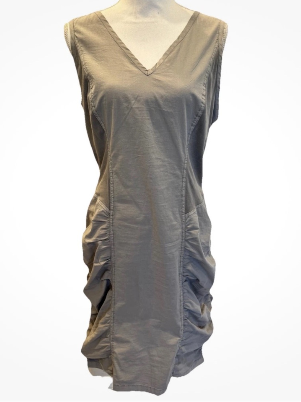 XCVI Wearables Raymond Sleeveless Tank Ruched Dress Gray Size Large